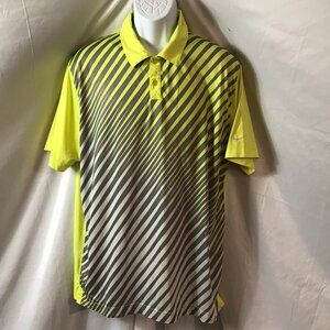 Nike Gray/White/Neon Green Activewear Athletic Sport Cut Polo Shirt